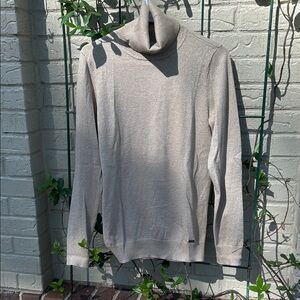 Calvin Klein Light Beige Turtleneck Sweater with Gold Sparkle thread